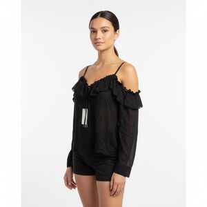 Joyfolie Black Ruffled Blouse